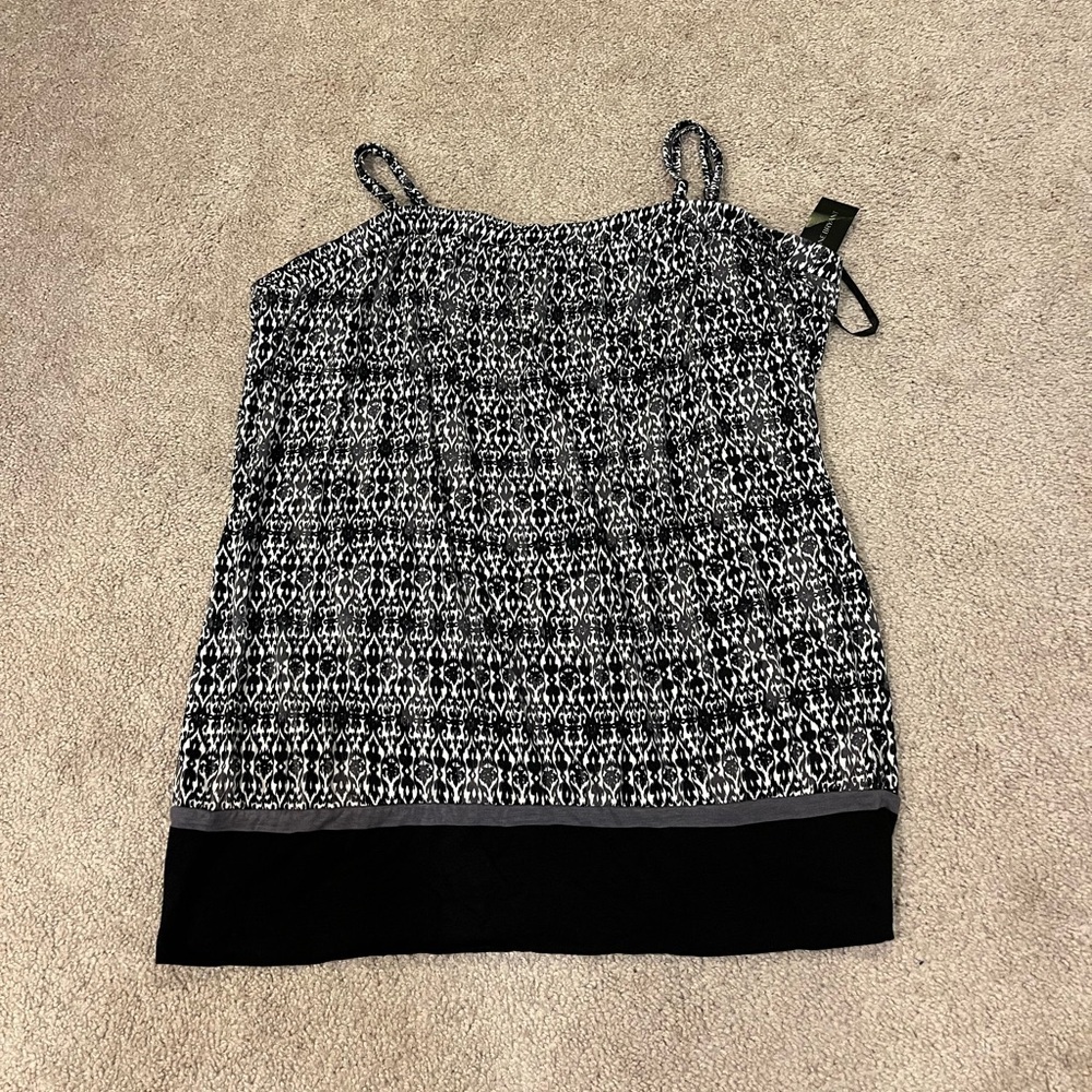 Lane Bryant Black and White Patterned Tank Top